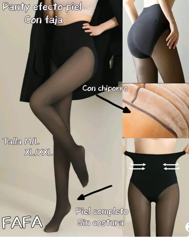 Panty efecto piel con faja
