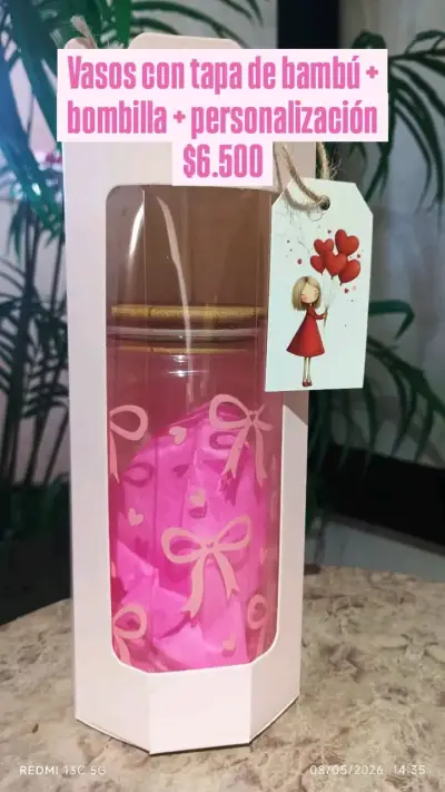 Vasos con tapa de bambú personalizados - miniatura 1