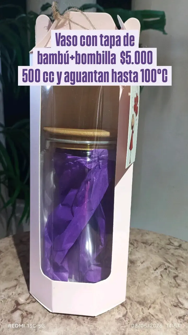 Vasos con tapa de bambú personalizados - 2