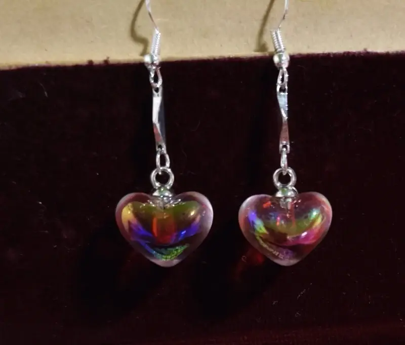 Aros corazón de cristal