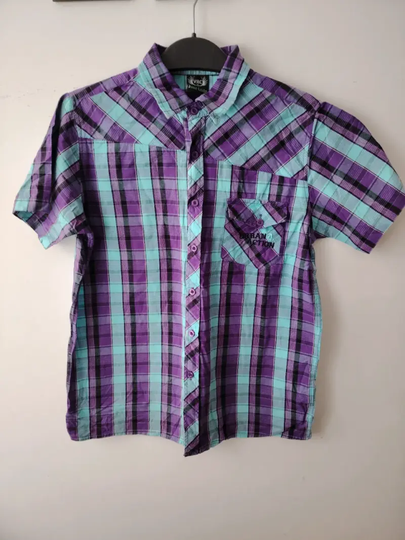 Camisa a cuadros morada y azul - 2