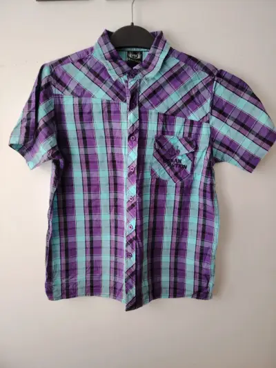 Camisa a cuadros morada y azul - miniatura 2
