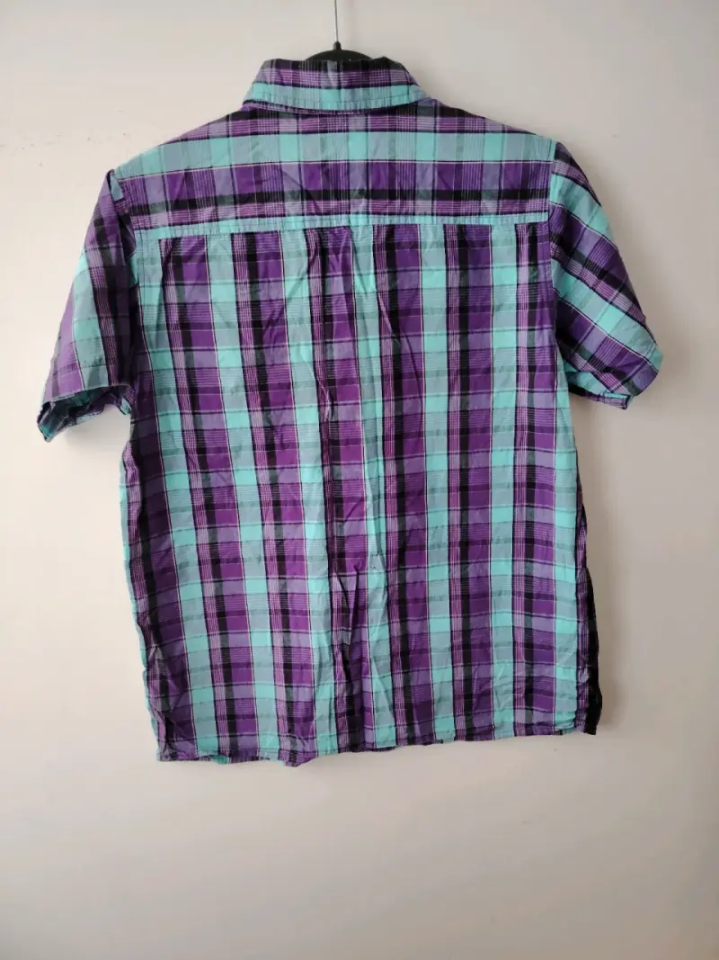 Camisa a cuadros morada y azul - 3
