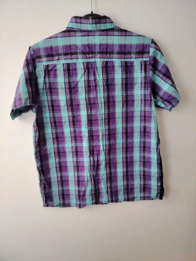 Camisa a cuadros morada y azul - miniatura 3