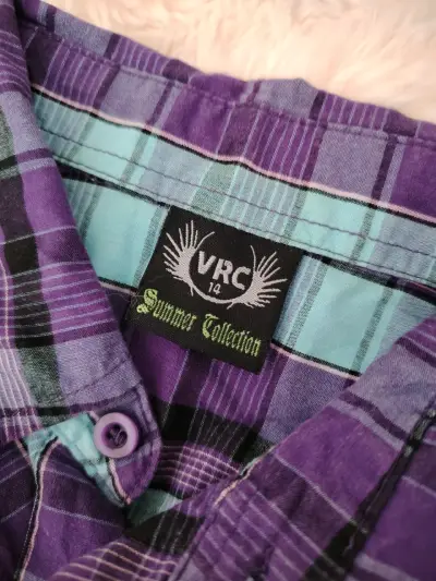 Camisa a cuadros morada y azul - miniatura 4