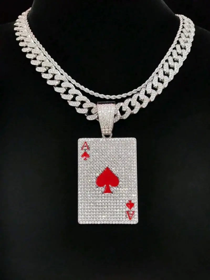 Collar de eslabones con colgante de carta - 1