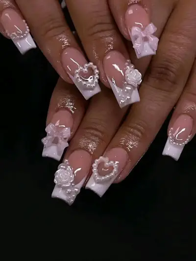 Uñas acrílicas decoradas 3D - miniatura 1