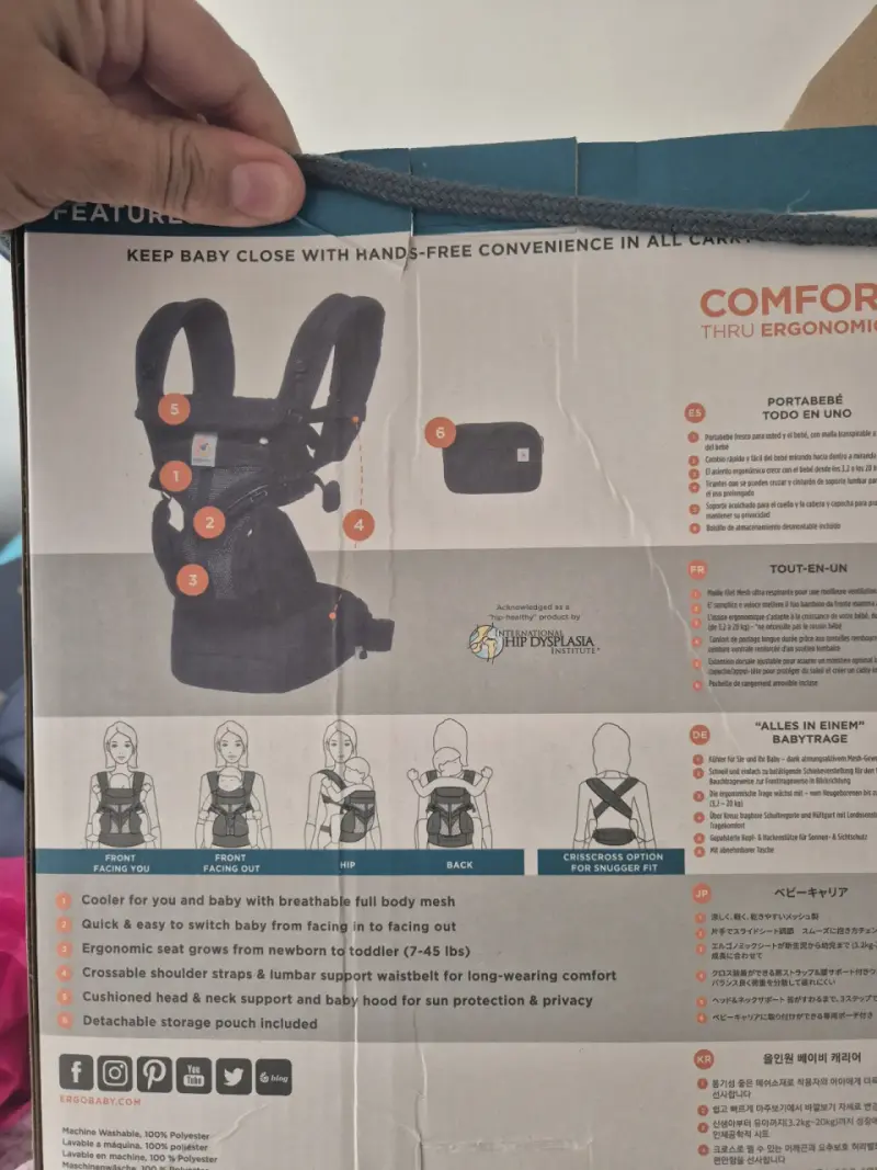 Mochila portabebés ergonómica negra - 5
