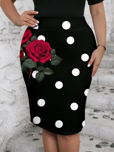 Falda lápiz floral púrpura - miniatura 3