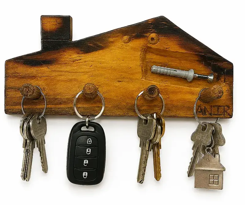 Porta llaves de madera estilo rustico artesanal - 2