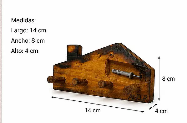 Porta llaves de madera estilo rustico artesanal - 4
