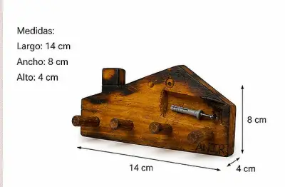 Porta llaves de madera estilo rustico artesanal - miniatura 4