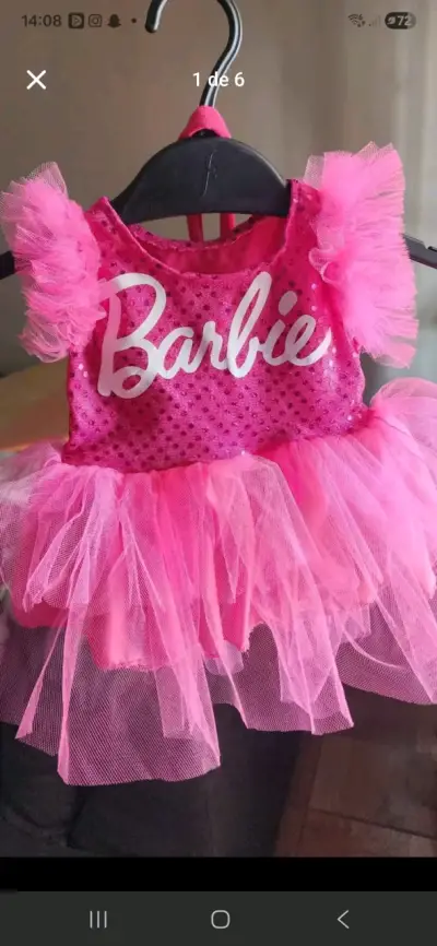 Vestido disfraz rosa Barbie - miniatura 1