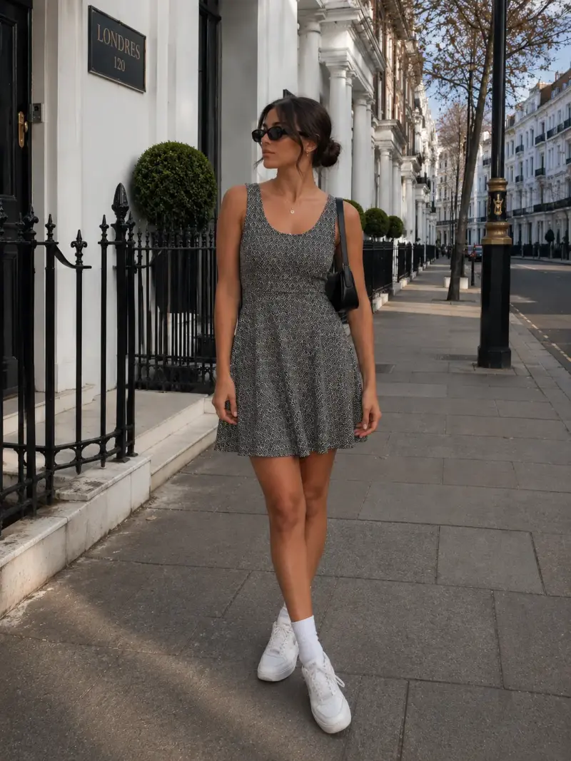 Vestido gris estampado - 4