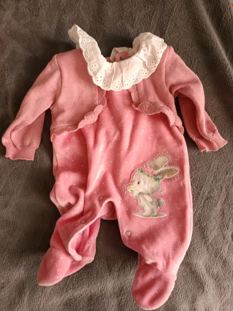 Enterito rosa con conejo para bebé - 1