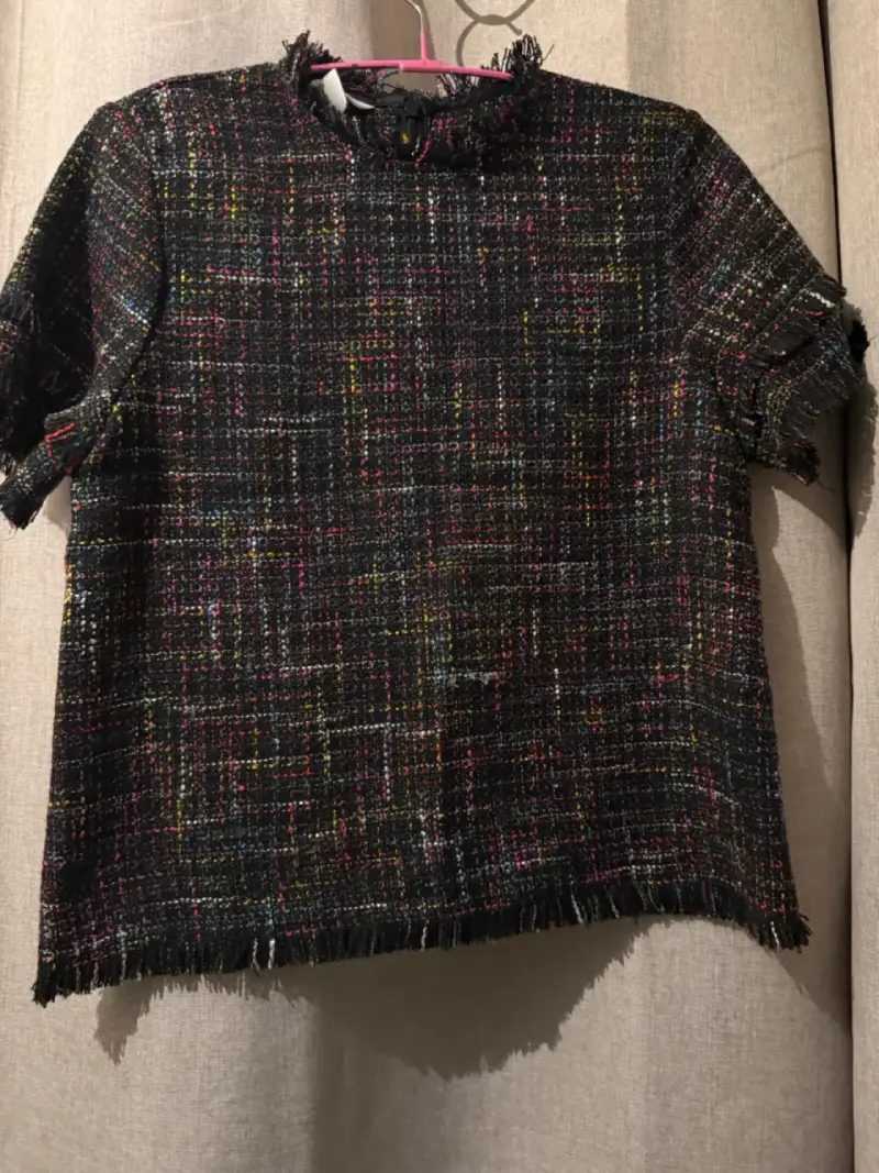 Blusa de tweed negra multicolor - 1