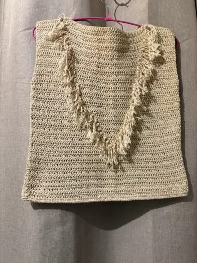 Chaleco tejido beige con flecos - miniatura 1