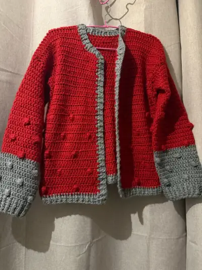Chaleco tejida roja y gris - miniatura 1