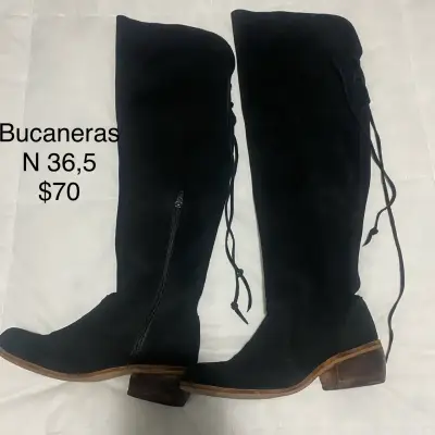 Botas de cuero negras tacón alto - miniatura 3