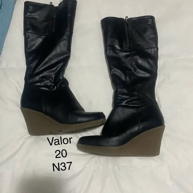 Botas de cuero negras tacón alto - 4