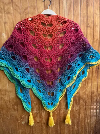 Chal de crochet multicolor - miniatura 1