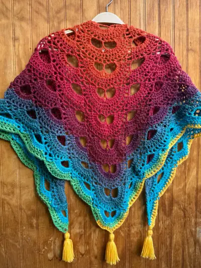 Chal de crochet multicolor - miniatura 4