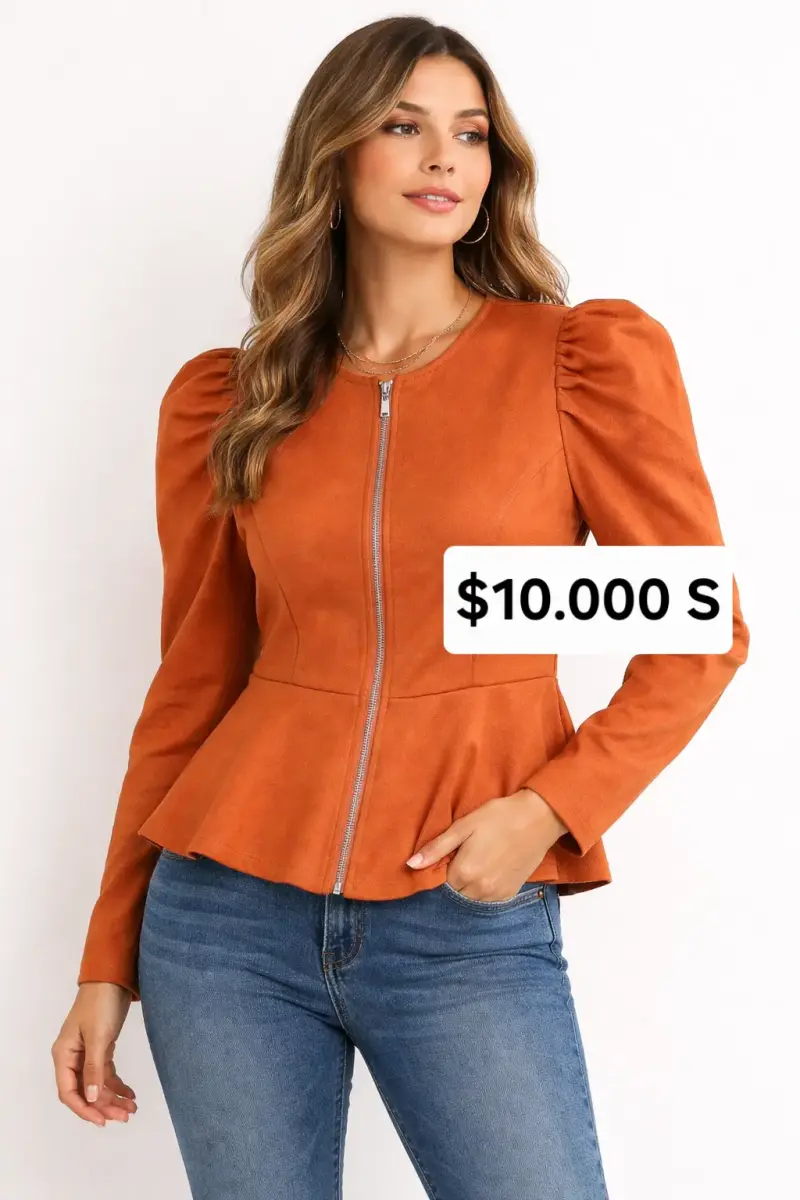 Chaqueta naranja ajustada con cremallera