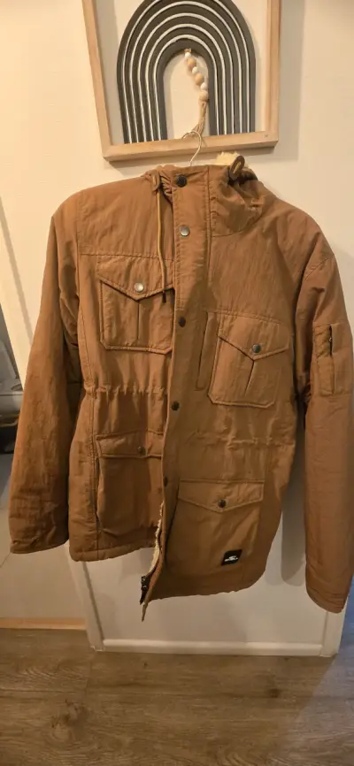 Parka marrón con capucha de lana - miniatura 2