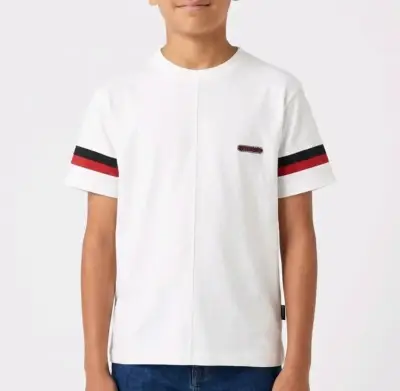 Polera blanca juvenil o niño con bandas - miniatura 1