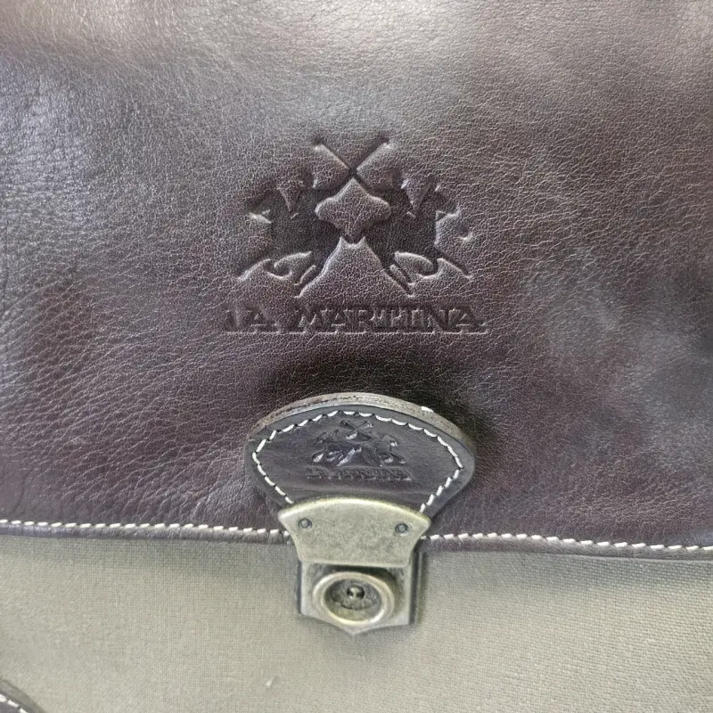 Maletín de cuero y tela vintage - 2