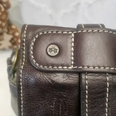 Maletín de cuero y tela vintage - miniatura 3