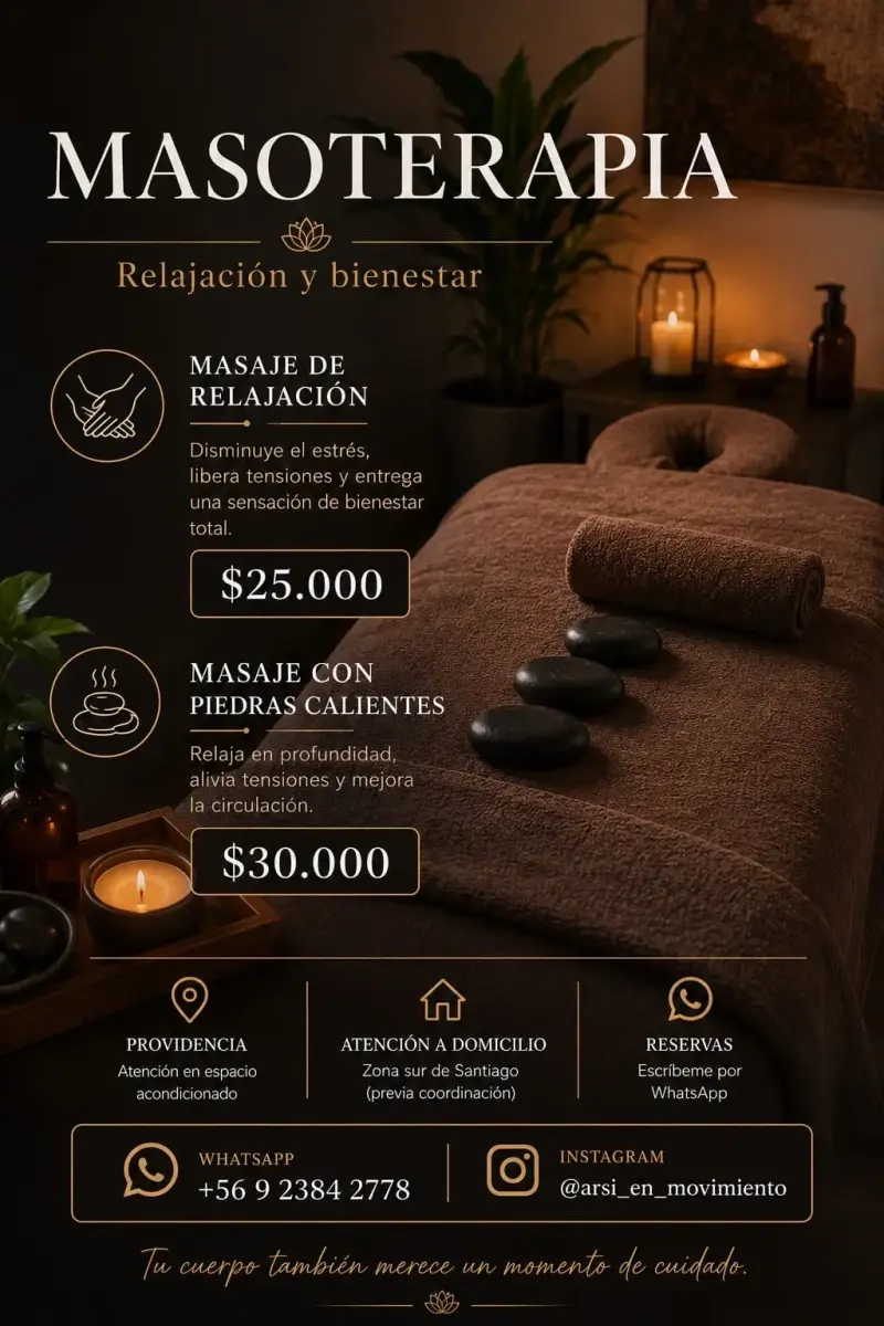 Masaje de relajación y piedras calientes