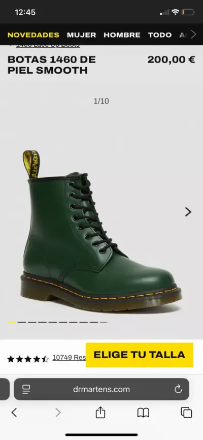 Botas 1460 de cuero verde - miniatura 1