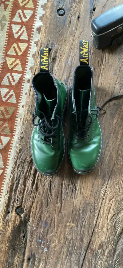 Botas 1460 de cuero verde - miniatura 3
