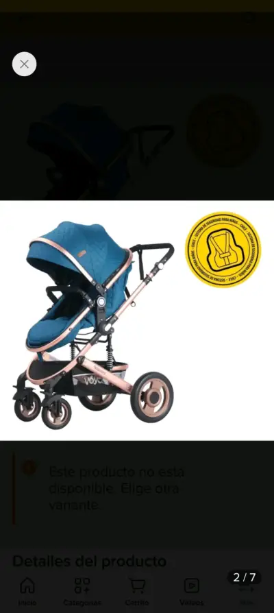 Coche de bebé azul con capazo - miniatura 5