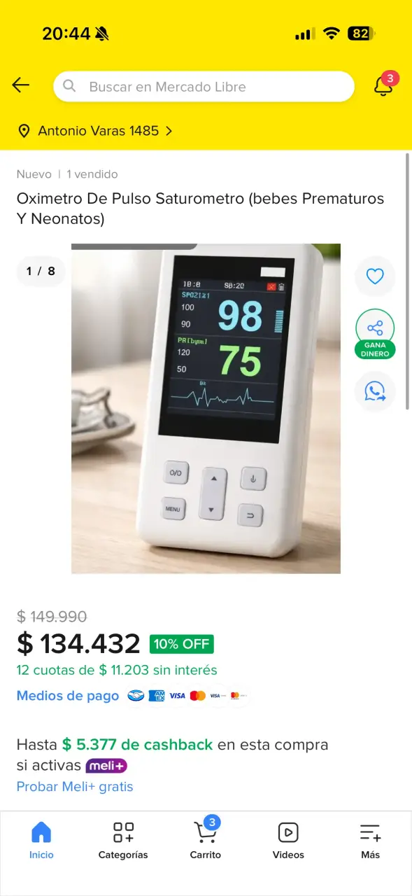 Oxímetro de pulso para bebés