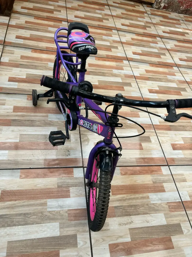 Bicicleta infantil morada con rosado - 3