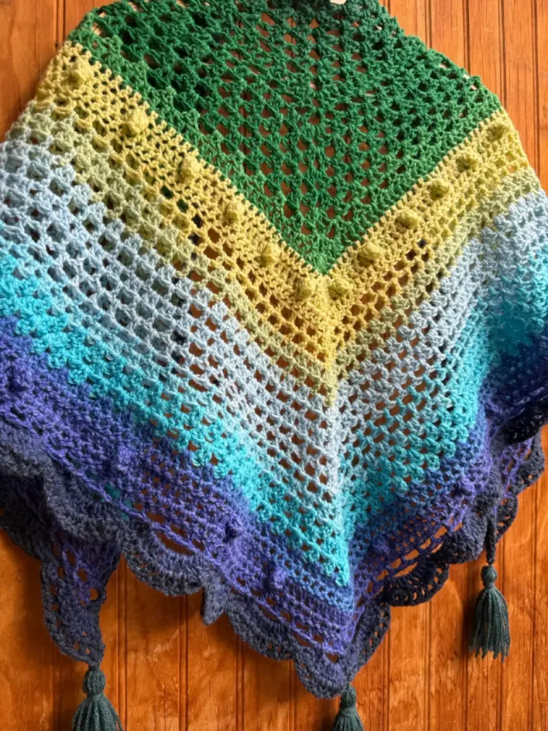 Poncho tejido multicolor - 3