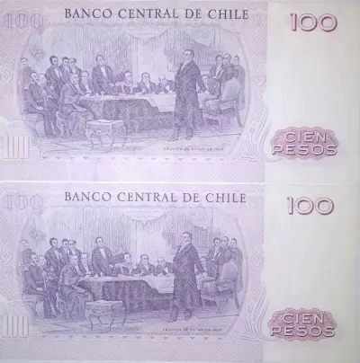 Billetes antiguos 100 pesos chilenos - miniatura 2