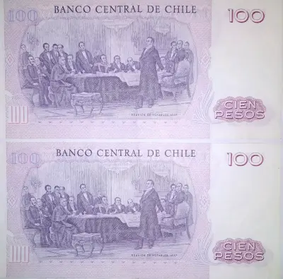 Billetes antiguos de 100 pesos chilenos - miniatura 2