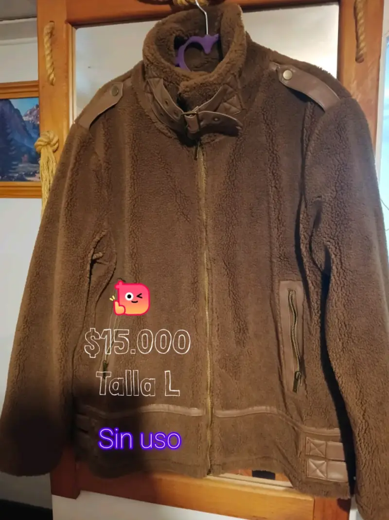 Chaqueta textura corderito café - 1
