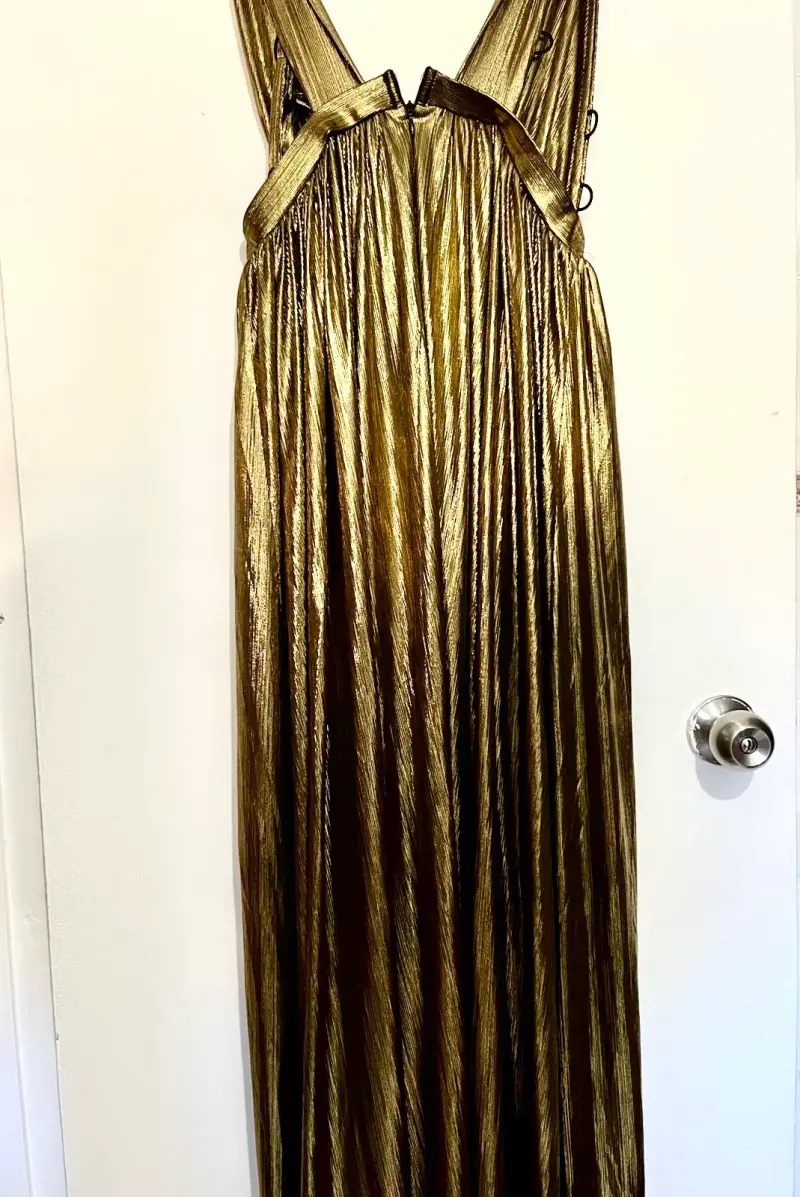Vestido largo dorado brillante - 1