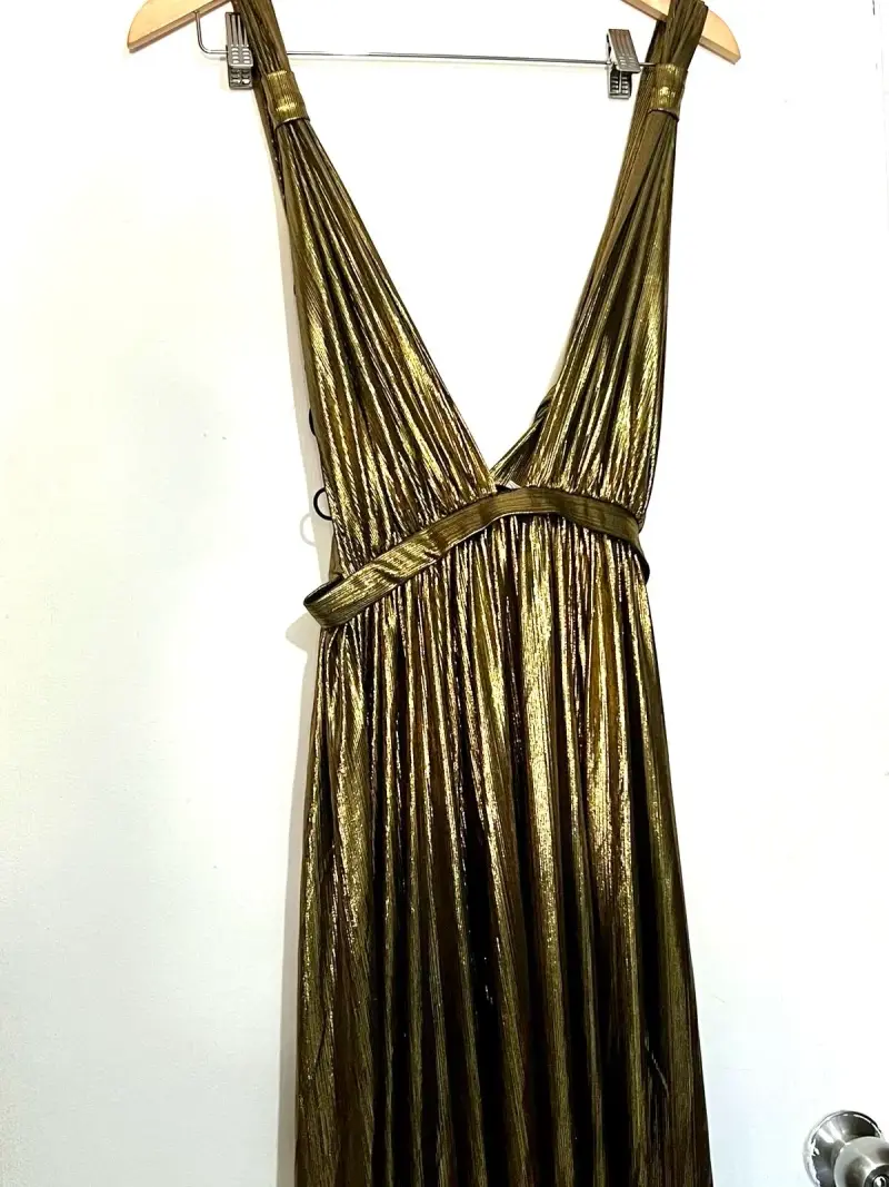 Vestido largo dorado brillante - 3