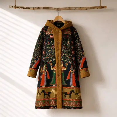 Abrigo estampado vintage con capucha - miniatura 1