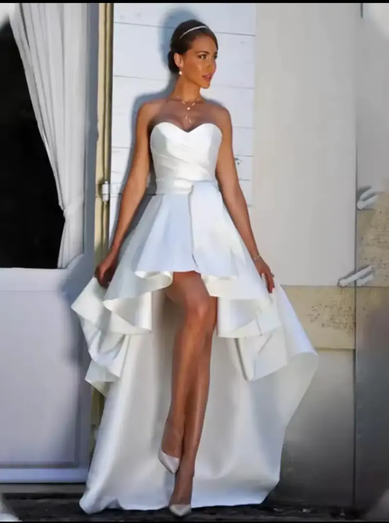 Vestido de novia asimétrico blanco - 2