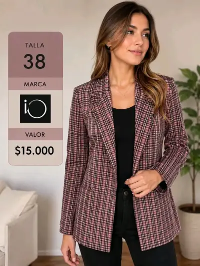 Blazer a cuadros talla 38 - miniatura 1