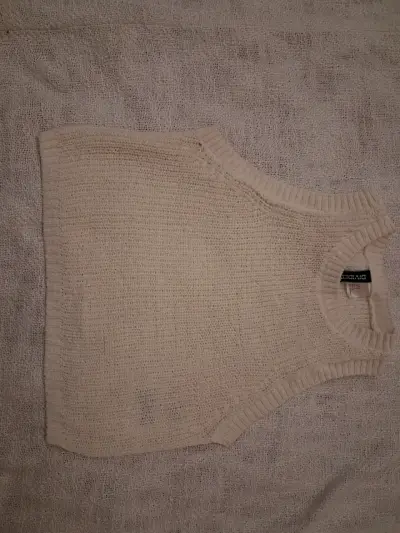 Top tejido beige sin mangas - miniatura 1