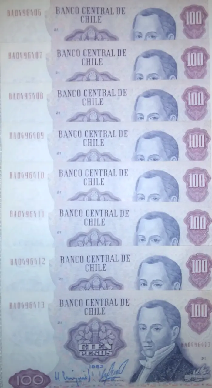 Billetes antiguos de 100 pesos chilenos - 1