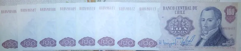 Billetes antiguos de 100 pesos chilenos - 2