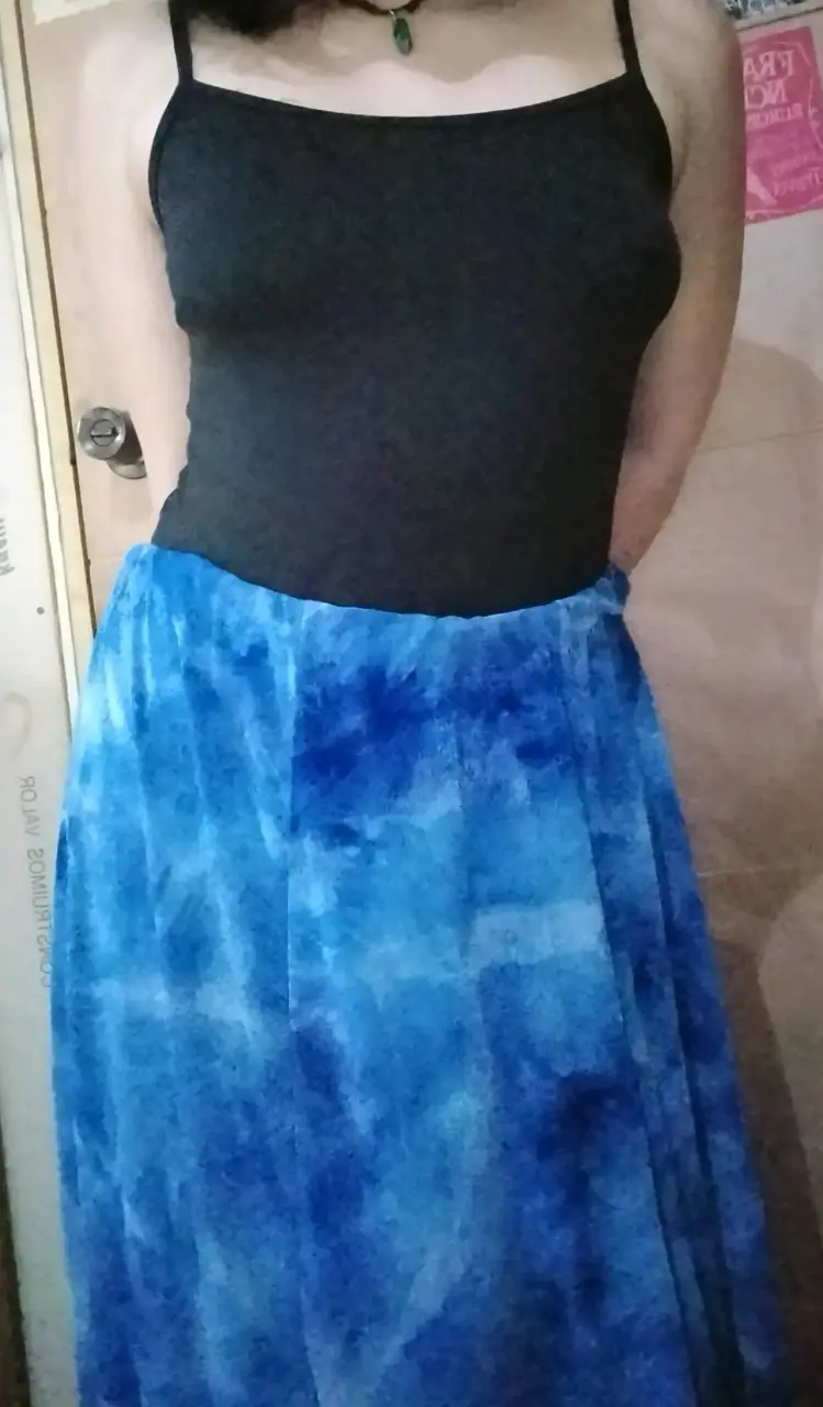 Falda azul agua tie-dye semi-transparente - 2